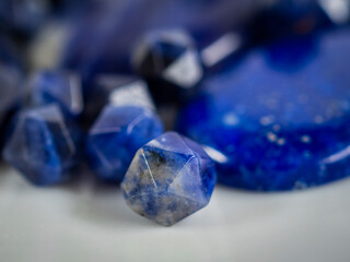 Pendant made of natural sadolite, blue semi-precious stones