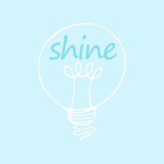 Light Bulb - Shine. Vector illustration, logo on a blue background. Illustrator