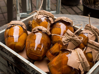 Citrus jam in glass jars
