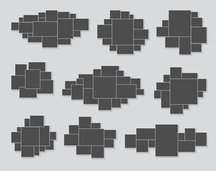 Template collage frames for moodboard, photo or illustration gallery. Vector