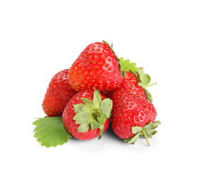 Fresh ripe red strawberries isolated on white