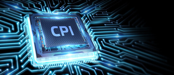 CPI. Consumer price index concept on virtual screen. Business, Technology, Internet and network concept.