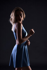 portrait of a young woman, shooting in a photo studio