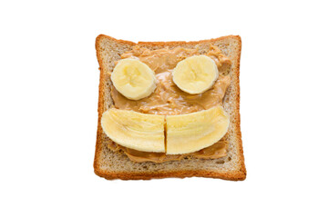 Peanut butter toast with banana slices.