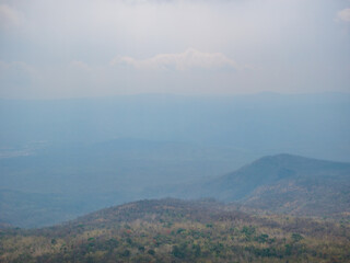 Beautiful scenery view from Yeabmek Cliff on Phu Kradueng mountain national park in Loei City Thailand.Phu Kradueng mountain national park the famous Travel destination