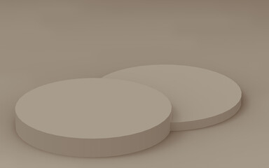 3d brown cylinder podium minimal studio background. Abstract 3d geometric shape object illustration render. Display for cosmetic perfume fashion product.