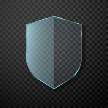 Transparent Shield. Safety Glass Badge Icon. Privacy Guard Banner. Protection Shield Concept. Vector illustration