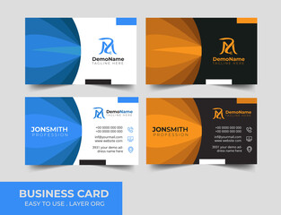 Blue and orange and black  Color Scheme with abstract Background Business Card Design Template. Can be adapt to Brochure, Annual Report, Magazine,Poster, Corporate Presentation, Portfolio, Flyer,