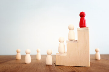 business concept image of people figures over wooden table, human resources and management