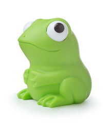  Toy frog isolated on white.