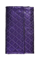 Purple case for makeup brushes isolated on white background. Skin care concept.