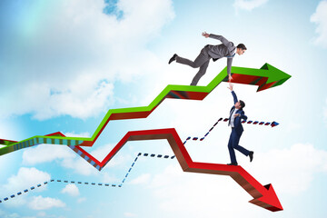 Businessman saving competitor during the crisis