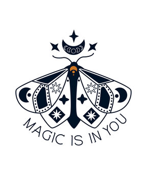 poster with mystical moth - vector illustration, eps