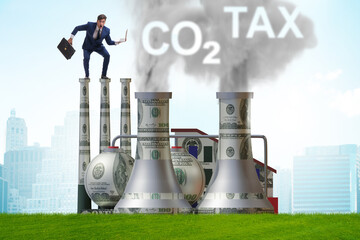 Businessman in carbon tax concept