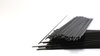 Black Spaghetti on white background