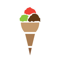 Ice cream cone icon, colorful isolated on white background, vector illustration.
