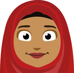 Vector illustration of emoticon of an Islamic woman's face