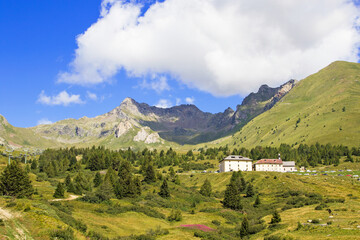 Fototapeta na wymiar Alpine panorama in summer time in a sunny day