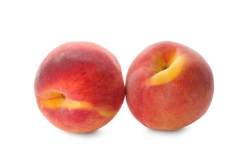 Fototapeta na wymiar Delicious ripe juicy peaches isolated on white