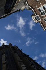 Low Angle of Aachen Cathedral, Aachener Dom and Houses in Germany