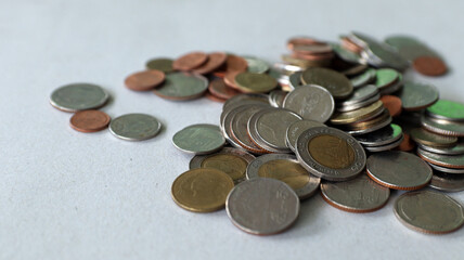A pile of baht coins