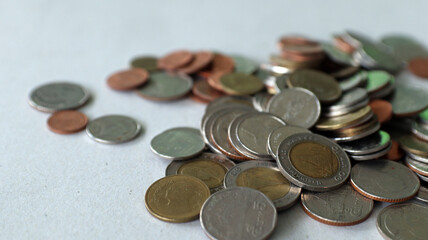 A pile of baht coins