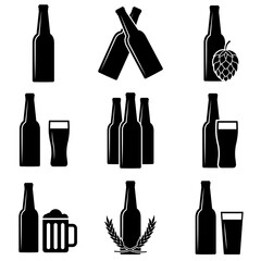 Obraz premium Beer bottle icon, logo isolated on white background