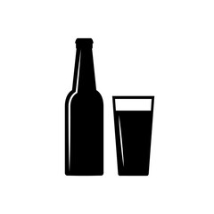 Beer bottle icon, logo isolated on white background