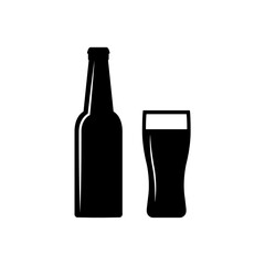 Beer bottle icon, logo isolated on white background