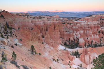 Scenic view of Bryce Canyon at sunset seen from Sunset point in Bryce Canyon National Park Utah, USA