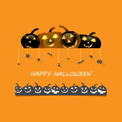 Halloween decoration for celebration on orange background. Vector illustration.