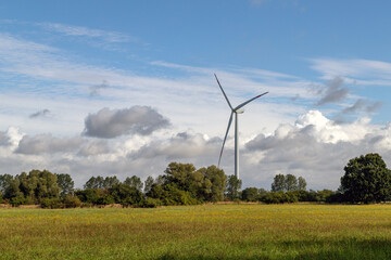 Fototapeta na wymiar A wind power plant in the nature in Germany