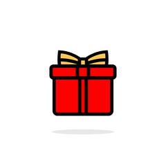 Gift box flat icon. Christmas, New Year or birthday present. Vector on isolated white background. EPS 10