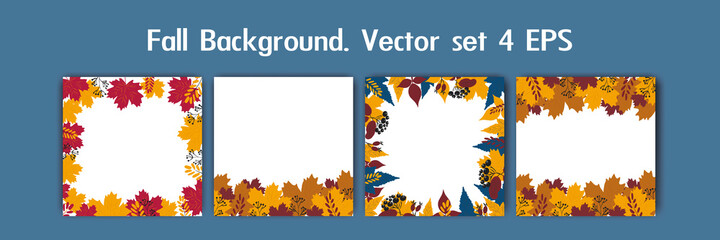 Fall backgrounds , frame set, autumn  vector set. Collection of hand drawn autumn elements for design, space for text