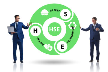 HSE concept for health safety environment with businessman