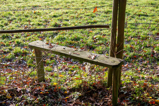 Wooden stile to help get over fence