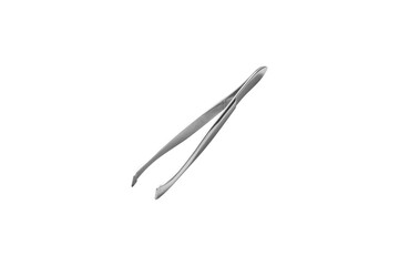Metal tweezers isolated on a white background.