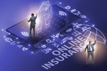 Concept of buying insurance online over internet