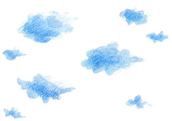 blue and white snowflakes, seamless pattern of blue clouds