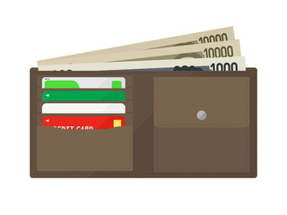 茶色の二つ折り財布のイラスト