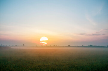 sunset over the river