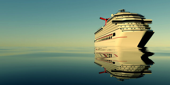 Luxury Cruise Ship. Extremely detailed and realistic high resolution 3d rendering