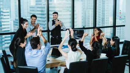 Naklejka premium Corporate business team work and manager in a meeting room for conference, brainstrom and sharing discussion