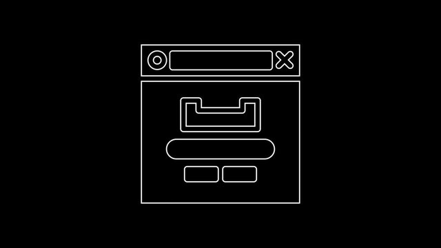White line Browser window icon isolated on black background. 4K Video motion graphic animation.