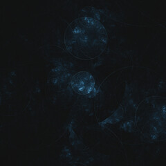 Abstract fractal background. Dark blue colour circle shapes over black