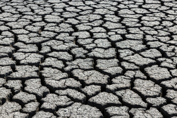 Part of a huge area of dried land suffering from drought in cracks.