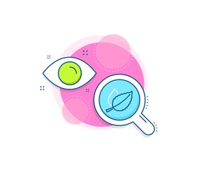 Herbal leaf sign. Research complex icon. Mint leaves line icon. Tea with Mentha symbol. Analytics or analysis banner. Mint leaves sign. Vector