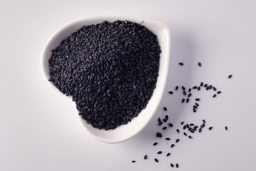 Black sesame in white ceramic cup