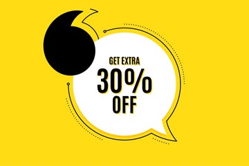 Quote banner with text. Get Extra 30% off Sale. Discount offer price sign. Special offer symbol. Save 30 percentages. Texting quote template. Creative quotation marks design. Vector