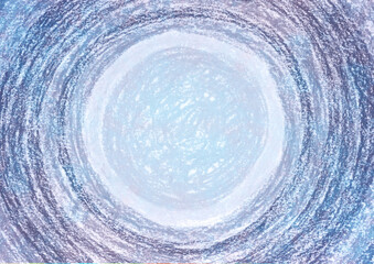 Abstract creative crayon drawing. Hand drawn cosmic background.
